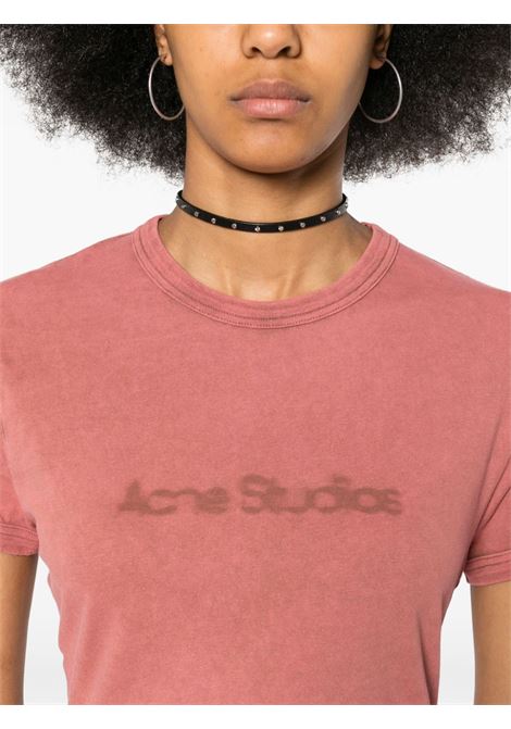t-shirt blurred logo donna salmone in cotone ACNE STUDIOS | AL0353CTB